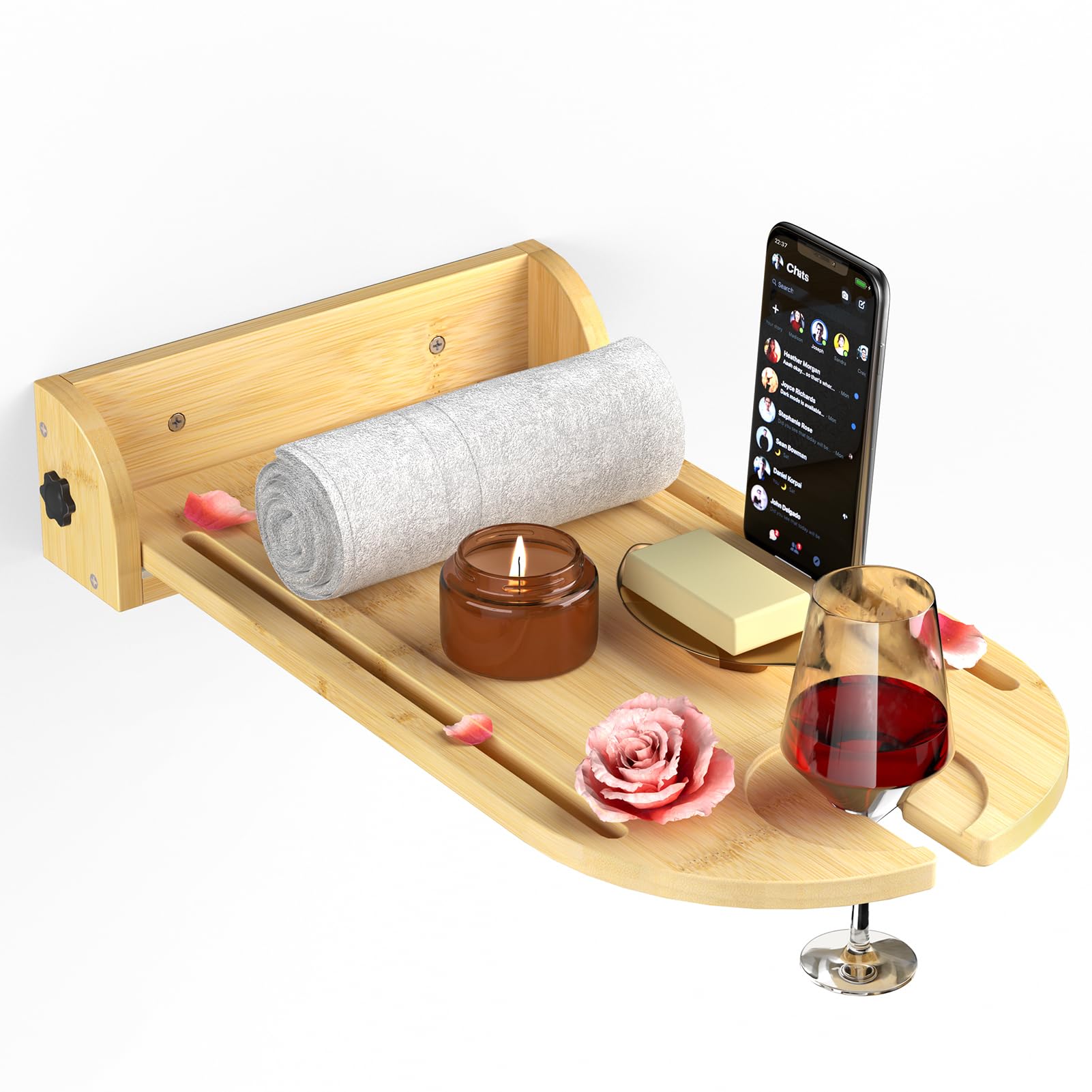 Yumkfoi Foldable Bathtub Side Tray with Adjustable Height, Bamboo Bath  Table for Tubs Against Wall, Liftable Tub Caddy Shelf for Luxury Bath Spa  and