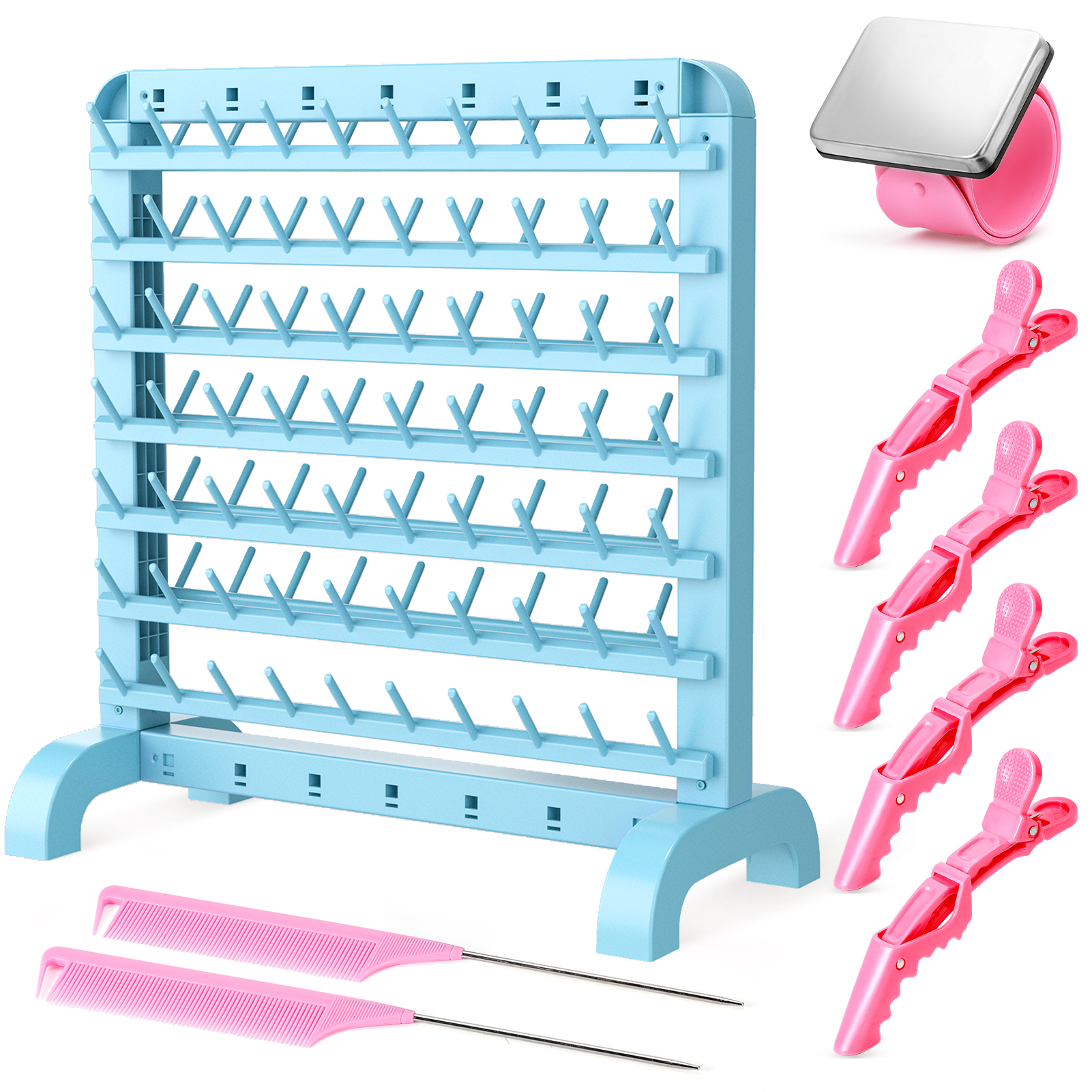Portable Braiding Hair Rack 120 Pegs, 2-in-1 Standing Hair Holder Braid  Rack for Braiding Hair, Double Sided Hair Separator Stand for Stylists,  Hair Extension Holder with Hair Supplies 